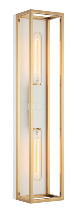 Matteo Lighting - S15122WHAG - LED Wall Sconce - Shadowbox - White / Aged Gold Brass