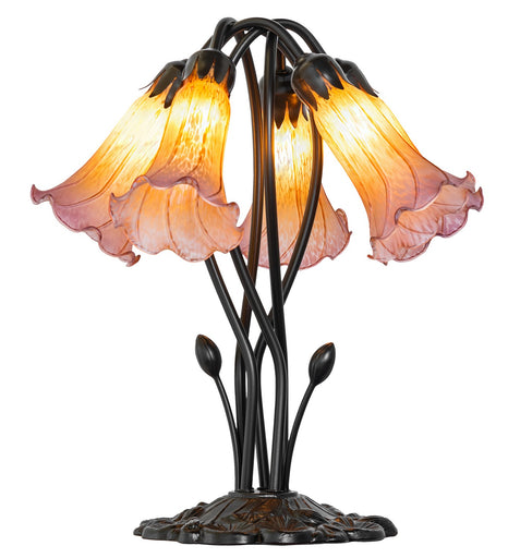 Amber/Purple Five Light Table Lamp