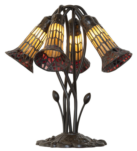 Stained Glass Pond Lily Five Light Table Lamp