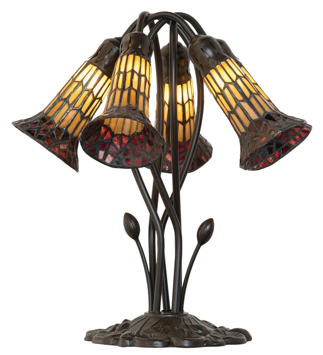 Meyda Tiffany - 262227 - Five Light Table Lamp - Stained Glass Pond Lily - Mahogany Bronze
