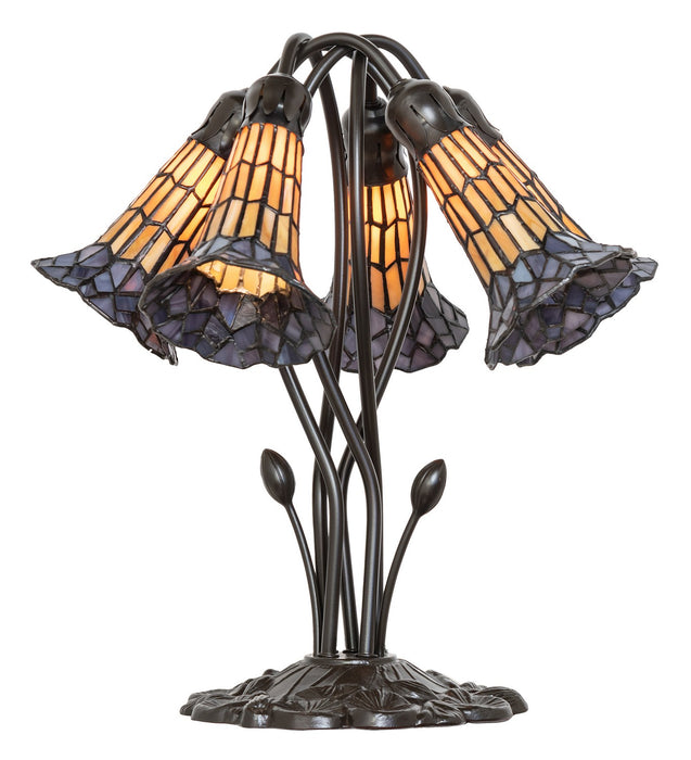 Meyda Tiffany - 262229 - Five Light Table Lamp - Stained Glass Pond Lily - Mahogany Bronze