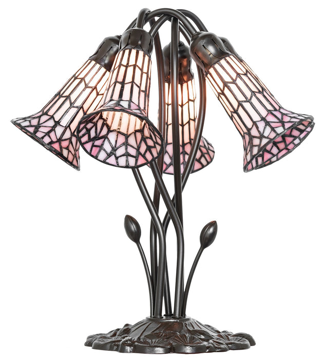 Meyda Tiffany - 262231 - Five Light Table Lamp - Stained Glass Pond Lily - Mahogany Bronze