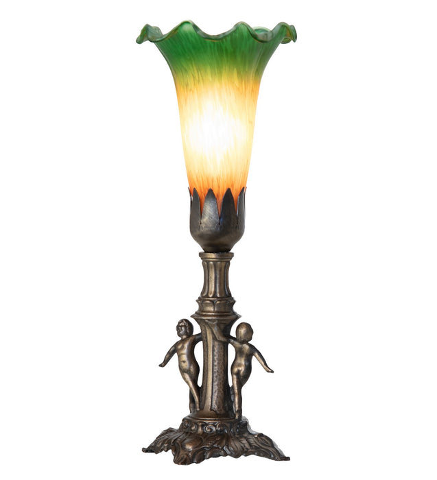 Meyda Tiffany - 262935 - One Light Mini Lamp - Amber/Green - Antique Brass