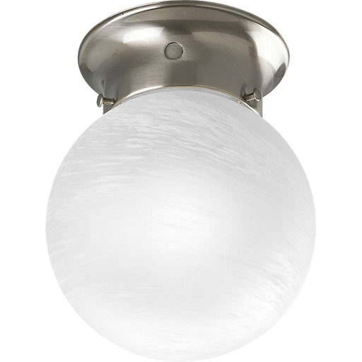 Globe - Alabaster One Light Flush Mount Brushed Nickel