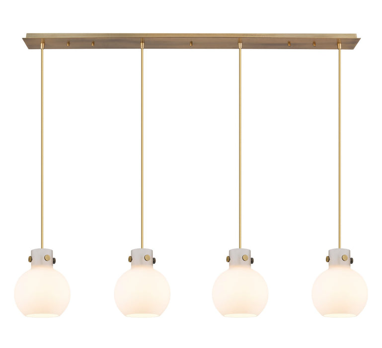 Innovations - 124-410-1PS-BB-G410-8WH - Eight Light Linear Pendant - Newton - Brushed Brass