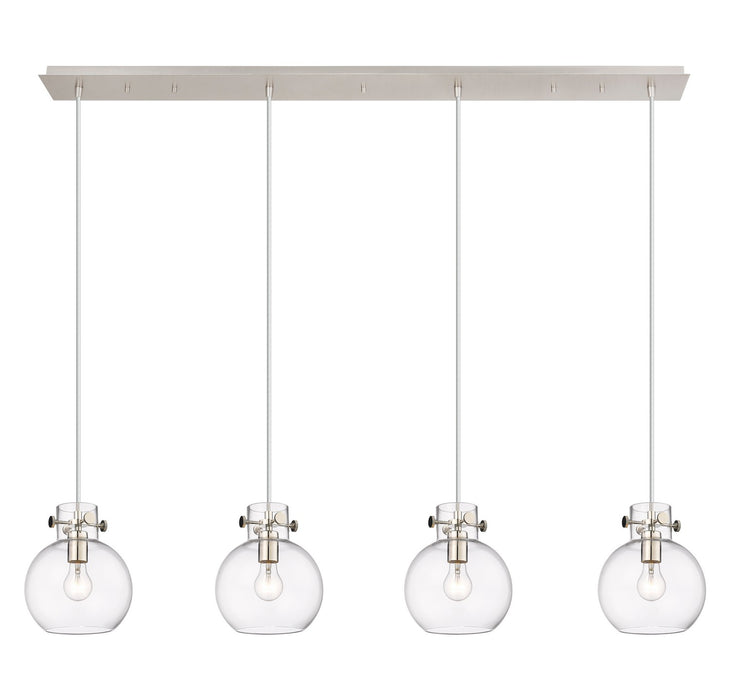 Innovations - 124-410-1PS-PN-G410-8CL - Four Light Linear Pendant - Newton - Polished Nickel