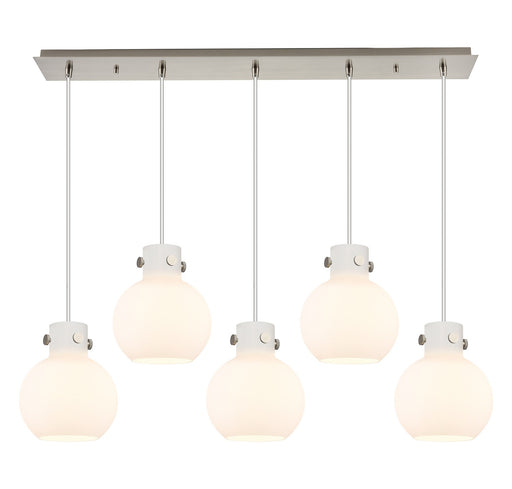 Innovations - 125-410-1PS-SN-G410-8WH - Six Light Linear Pendant - Newton - Brushed Satin Nickel