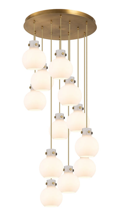 Innovations - 126-410-1PS-BB-G410-8WH - 12 Light Pendant - Newton - Brushed Brass