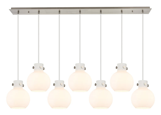 Innovations - 127-410-1PS-SN-G410-8WH - Seven Light Linear Pendant - Newton - Brushed Satin Nickel