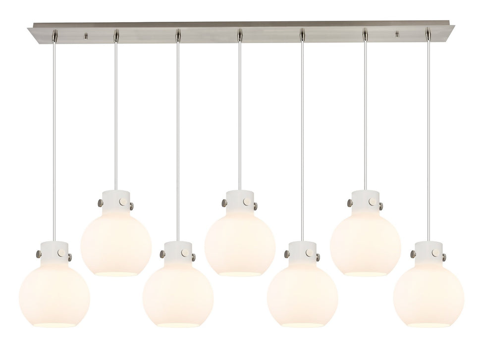 Innovations - 127-410-1PS-SN-G410-8WH - Seven Light Linear Pendant - Newton - Brushed Satin Nickel