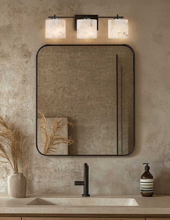 Justice Designs - ALR-8443-30-MBLK-LED3-2100 - LED Bath Bar - Alabaster Rocks - Matte Black