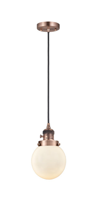 Innovations - 201CSW-AC-G201-6 - One Light Mini Pendant - Franklin Restoration - Antique Copper