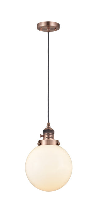 Innovations - 201CSW-AC-G201-8 - One Light Mini Pendant - Franklin Restoration - Antique Copper