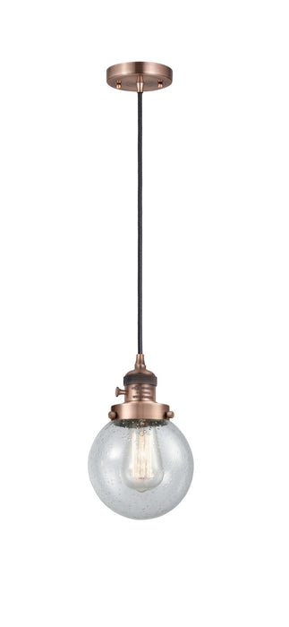 Innovations - 201CSW-AC-G204-6 - One Light Mini Pendant - Franklin Restoration - Antique Copper