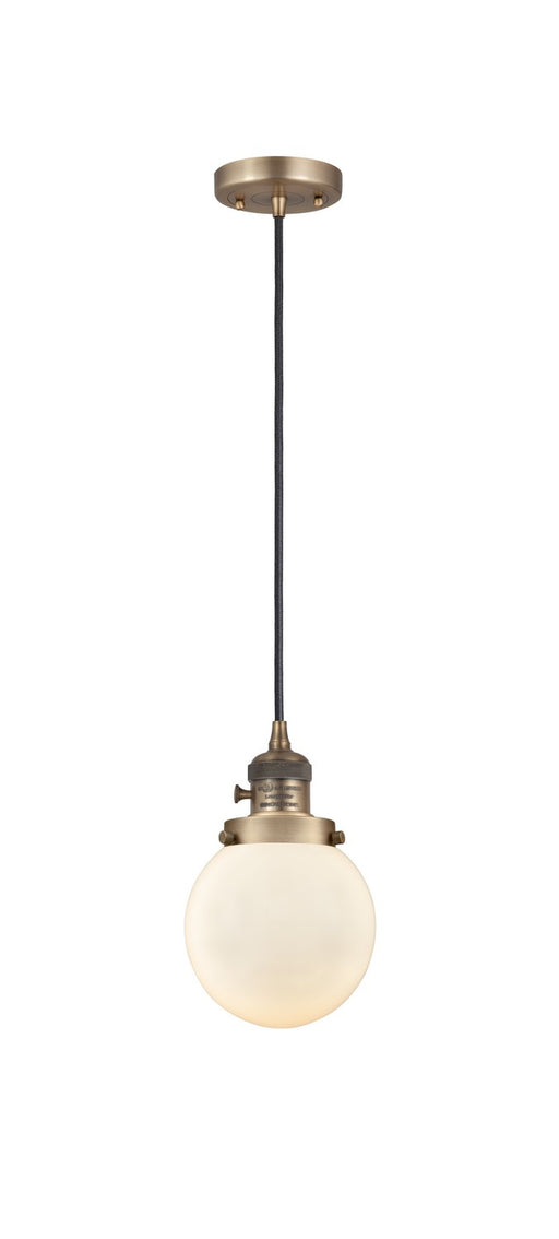Innovations - 201CSW-BB-G201-6 - One Light Mini Pendant - Franklin Restoration - Brushed Brass