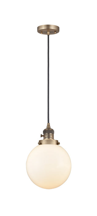 Innovations - 201CSW-BB-G201-8 - One Light Mini Pendant - Franklin Restoration - Brushed Brass