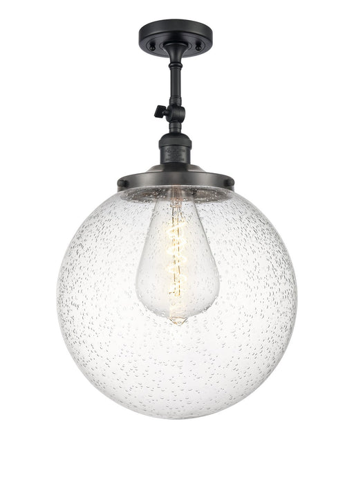 Innovations - 201F-BK-G204-14 - One Light Semi-Flush Mount - Franklin Restoration - Matte Black