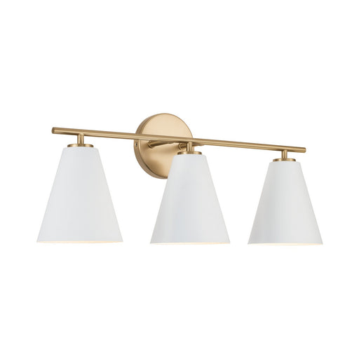 Charlie Three Light Vanity Matte Brass and White
