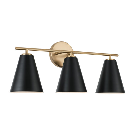 Charlie Three Light Vanity Matte Brass and Black