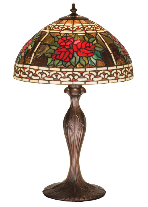 Meyda Tiffany - 37789 - One Light Table Lamp - Roses & Scrolls - Craftsman Brown