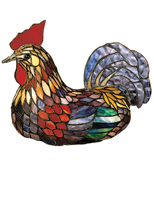 Meyda Tiffany - 10086 - One Light Accent Lamp - Tiffany Rooster - Flame Orange Purple/Blue Blue/Green