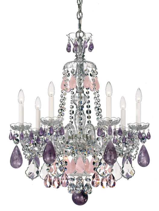 Schonbek - 5536CL - Seven Light Chandelier - Hamilton Rock Crystal - Silver