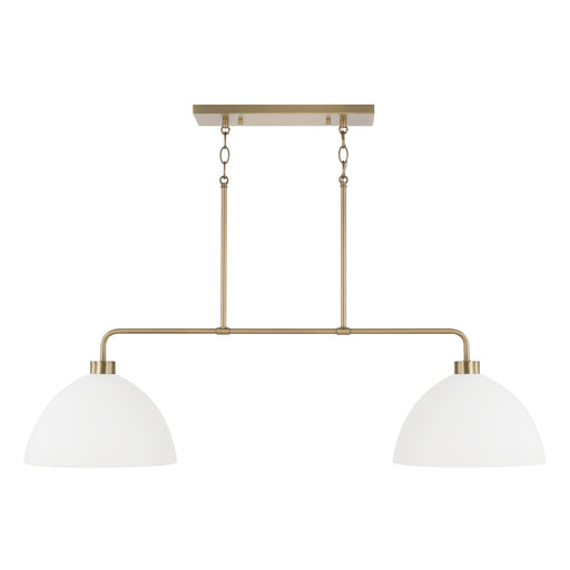 Capital Lighting - 852021AW - Two Light Island Pendant - Ross - Aged Brass and White