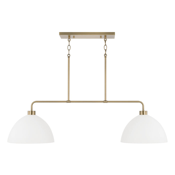 Capital Lighting - 852021AW - Two Light Island Pendant - Ross - Aged Brass and White