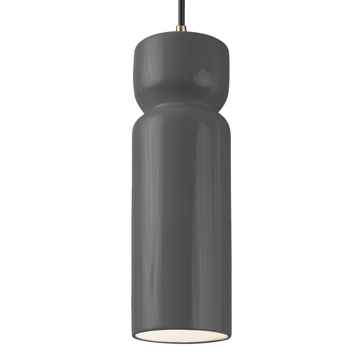 Justice Designs - CER-6510-GRY-ABRS-BKCD-LED1-700 - LED Pendant - Radiance - Gloss Grey