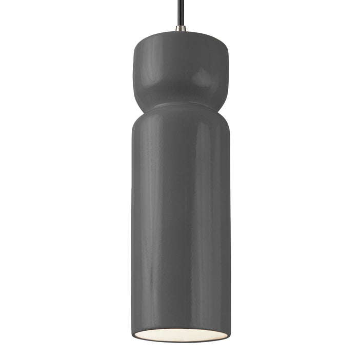 Justice Designs - CER-6510-GRY-NCKL-BKCD-LED1-700 - LED Pendant - Radiance - Gloss Grey