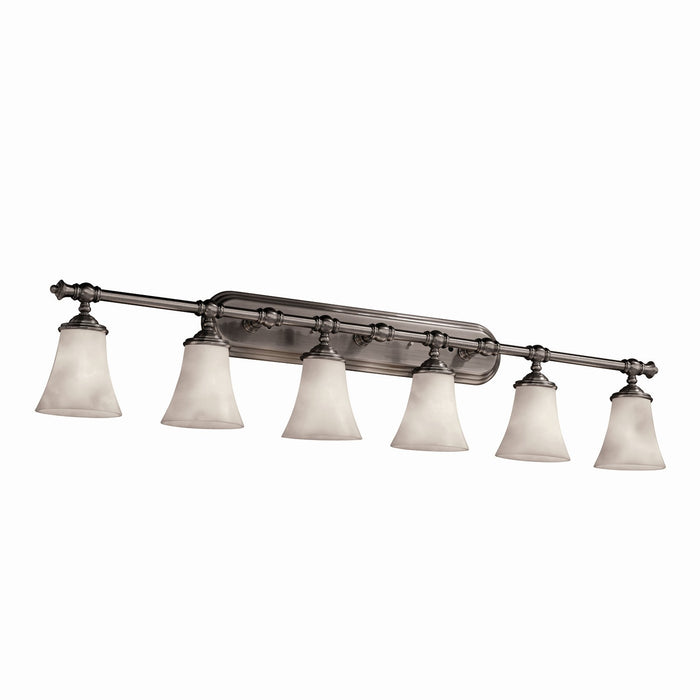 Justice Designs - CLD-8526-20-NCKL - Six Light Bath Bar - Clouds - Brushed Nickel