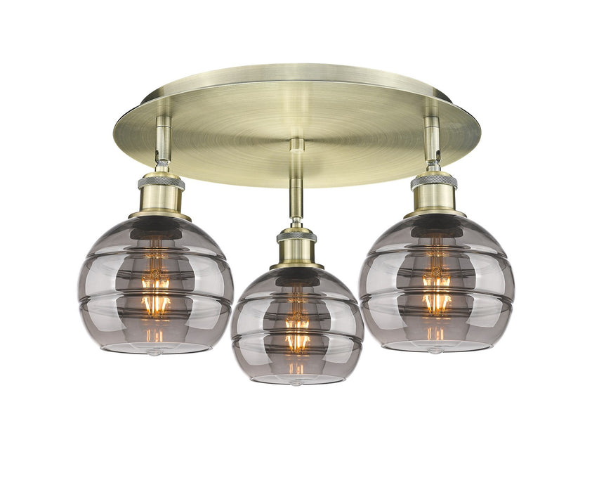 Innovations - 516-3C-AB-G556-6SM - Three Light Flush Mount - Downtown Urban - Antique Brass