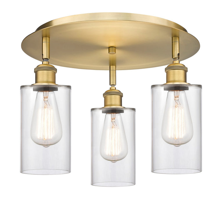 Innovations - 516-3C-BB-G802 - Three Light Flush Mount - Downtown Urban - Brushed Brass