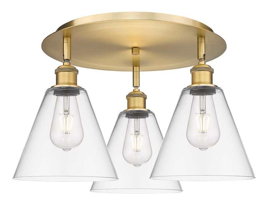 Innovations - 516-3C-BB-GBC-82 - Three Light Flush Mount - Downtown Urban - Brushed Brass