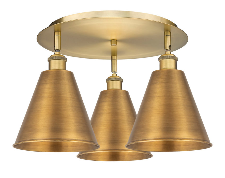 Innovations - 516-3C-BB-MBC-8-BB - Three Light Flush Mount - Downtown Urban - Brushed Brass