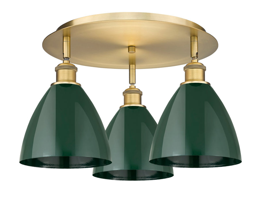 Innovations - 516-3C-BB-MBD-75-GR - Three Light Flush Mount - Downtown Urban - Brushed Brass