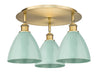 Innovations - 516-3C-BB-MBD-75-SF - Three Light Flush Mount - Downtown Urban - Brushed Brass