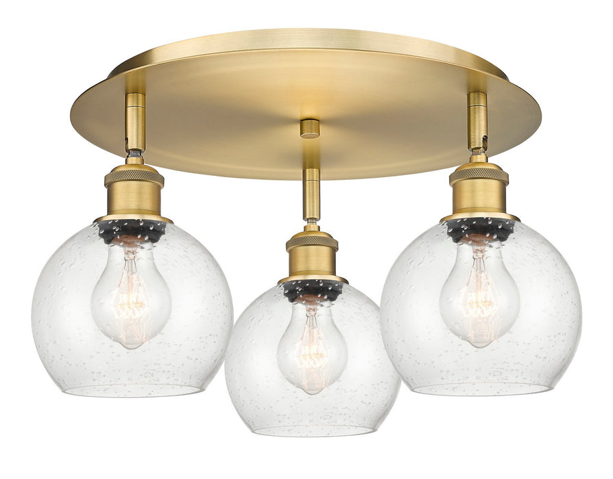 Innovations - 516-3C-BB-G124-6 - Three Light Flush Mount - Downtown Urban - Brushed Brass