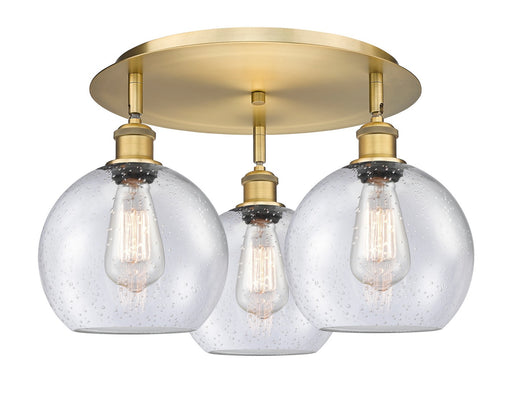 Innovations - 516-3C-BB-G124-8 - Three Light Flush Mount - Downtown Urban - Brushed Brass