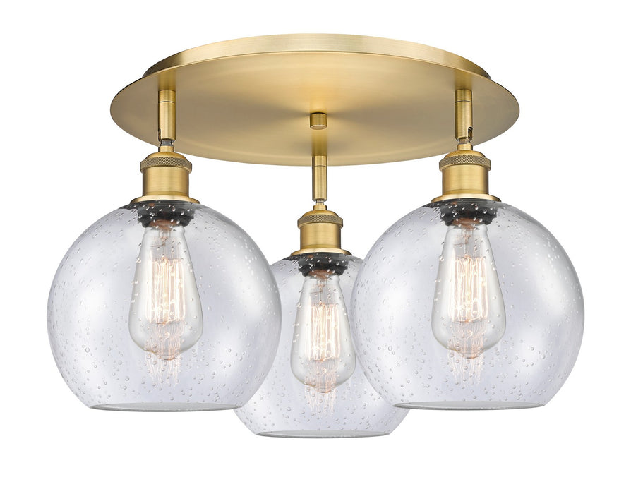 Innovations - 516-3C-BB-G124-8 - Three Light Flush Mount - Downtown Urban - Brushed Brass