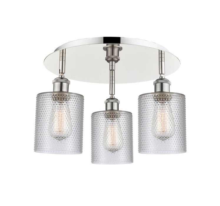 Innovations - 516-3C-PN-G112 - Three Light Flush Mount - Downtown Urban - Polished Nickel