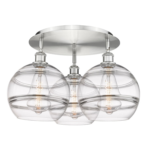 Innovations - 516-3C-SN-G556-10CL - Three Light Flush Mount - Downtown Urban - Satin Nickel