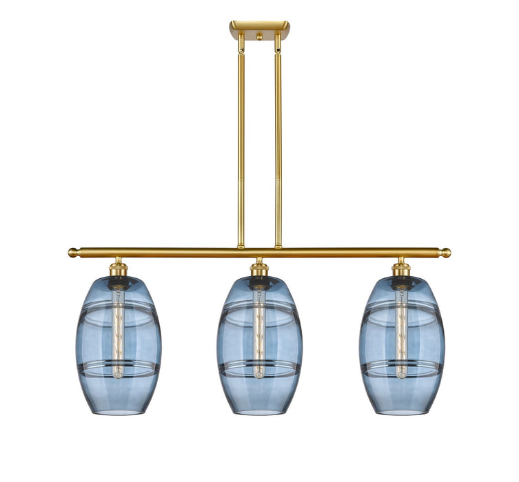 Innovations - 516-3I-SG-G557-8BL - Three Light Island Pendant - Ballston - Satin Gold