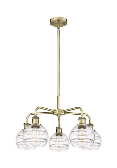 Innovations - 516-5CR-AB-G556-6CL - Five Light Chandelier - Downtown Urban - Antique Brass