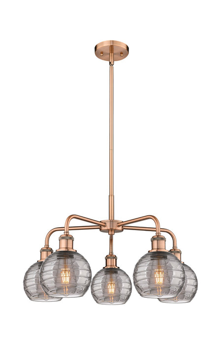 Innovations - 516-5CR-AC-G1213-6SM - Five Light Chandelier - Downtown Urban - Antique Copper