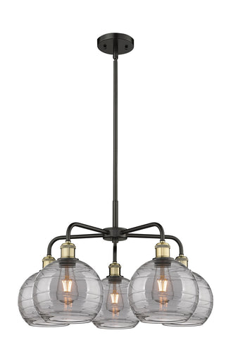 Ballston Five Light Chandelier Black Antique Brass
