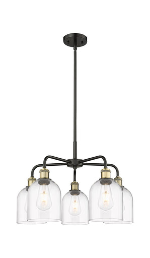 Ballston Five Light Chandelier Black Antique Brass