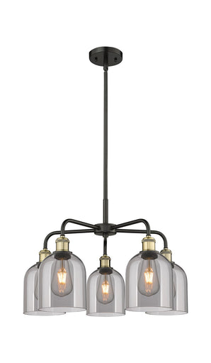 Ballston Five Light Chandelier Black Antique Brass