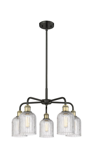 Ballston Five Light Chandelier Black Antique Brass