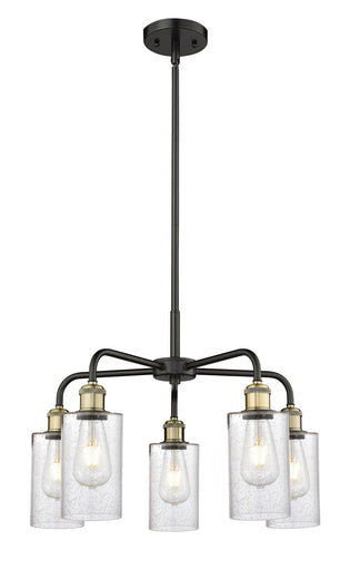 Ballston Five Light Chandelier Black Antique Brass